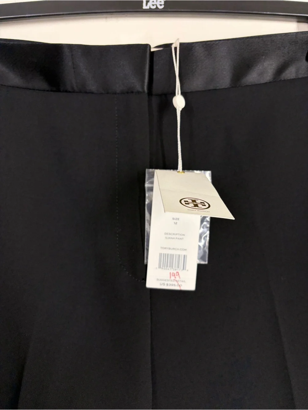Tory Burch Luana Tuxedo Pants Black Satin Stripe Straight Leg Size 12 NWT